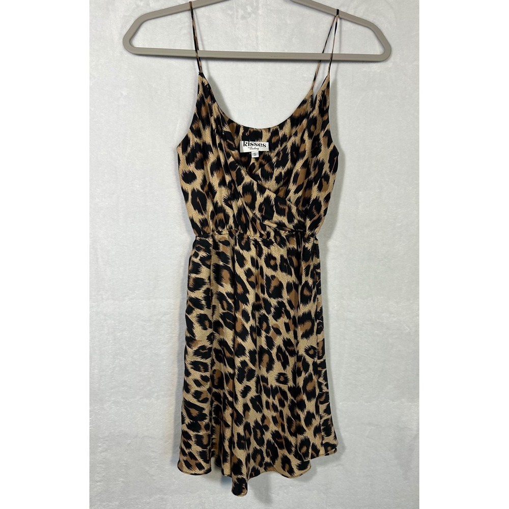 Kisses By Darling 100% Silk Slip Mini Dress Womens S Sexy Leopard Fairy Coquette